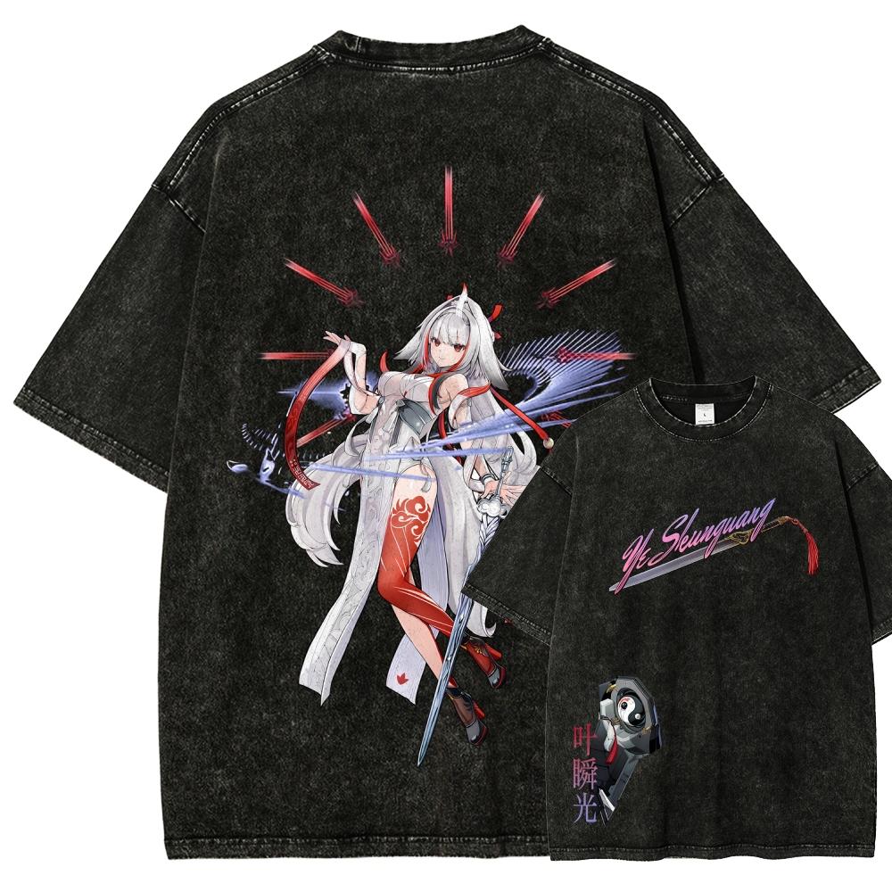 Anime Lover Washed T-shirt Personality Clothes Oversized Unisex Year Round Clothing High Quality