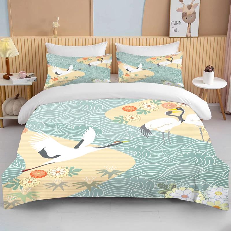 10 Sizes Japanese Kimono Fine Pattern Bedding 3 Piece Set king size double  bedding set microfiber or polyester duvet cover set