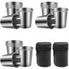 4Pcs Stainless Steel Stackable Cups Metal Tumblers with Storage Bag for Camping Hiking Travel Beach Backyard BBQ Outdoor Bar