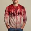 Men's Halloween Print Raglan Dralan Three-quarter Sleeve Casual Top