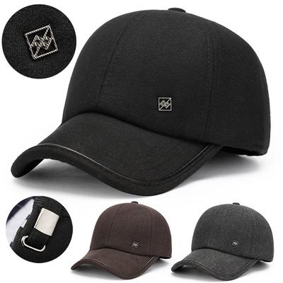 Casquette de baseball pour homme, printemps, automne, hiver, âge moyen, en laine, chaude, protection des oreilles, en coton, pour l'extérieur