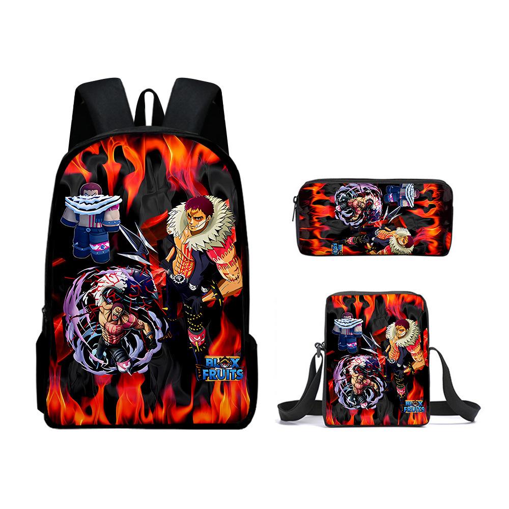 3D-Spiel Blox Fruits Schultasche Rucksack Umhängetasche Federmäppchen Rucksack Dreiteiliges Set