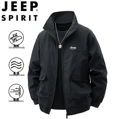 JEEP SPIRIT Men's Loose Fit Stand Collar Casual Flight Jacket