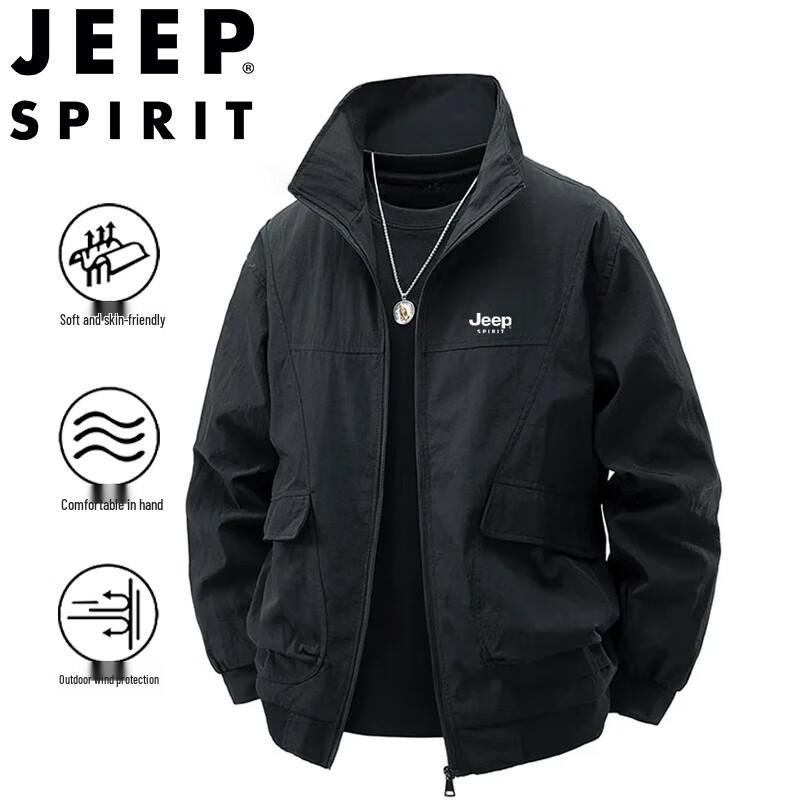 JEEP SPIRIT Herren Locker geschnittene Fliegerjacke mit Stehkragen