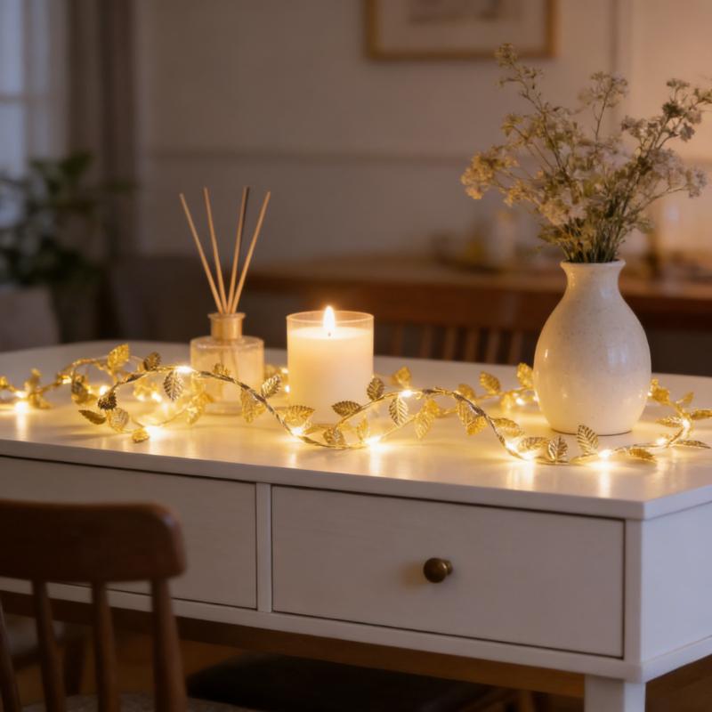 20LED Golden Tiny Leaves Copper Wire String Lights Battery Powered Fairy Lights for Home Wedding Party Christmas DIY Decoration