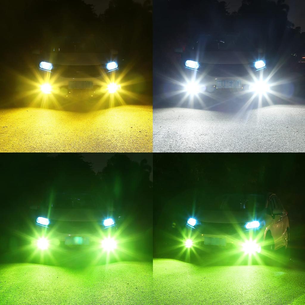 KaiDengZhe LED mlhové světlo, přepínání 3 barev, H7, čistě bílá/žlutá/limetkově zelená, 36 řad SMD