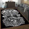Monochrome Dragon Skull Rug for Fantasy Lovers | Detailed Skeleton Art Carpet | Gothic Home Decor Skid Resistant Carpet