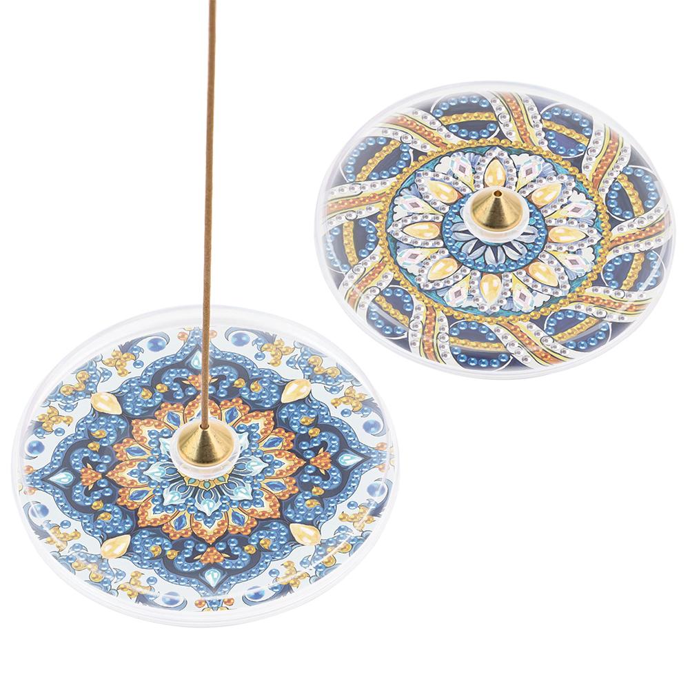 2Pcs Acrylic Special Shaped Beautiful Pattern Diamond Painting Incense Holder Diamond Painting Aroma Stand for Yoga Meditation