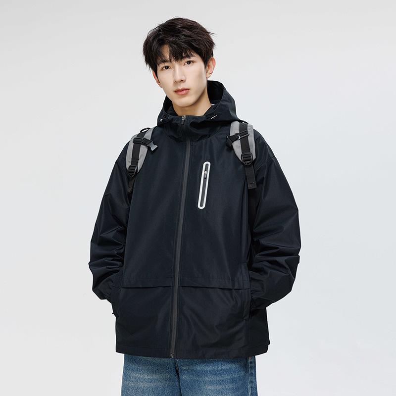 Trendy American Windbreaker Jacket - Unisex Hooded, Lightweight, Autumn/Winter, Waterproof & Breathable
