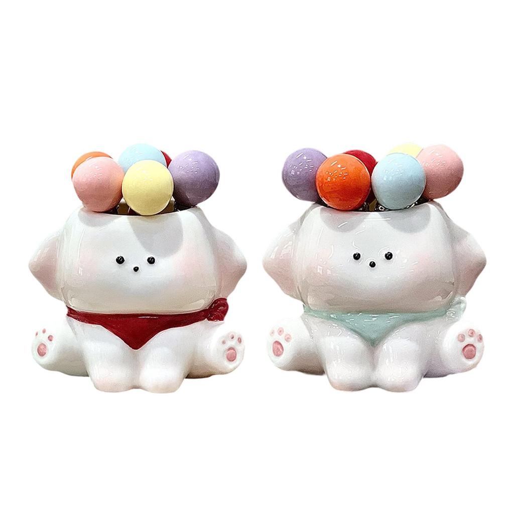 Cartoon Dog Fruit Forks Set Ceramic Dessert Fork with Storage Jar Cute Appetizer Picks for Home Party