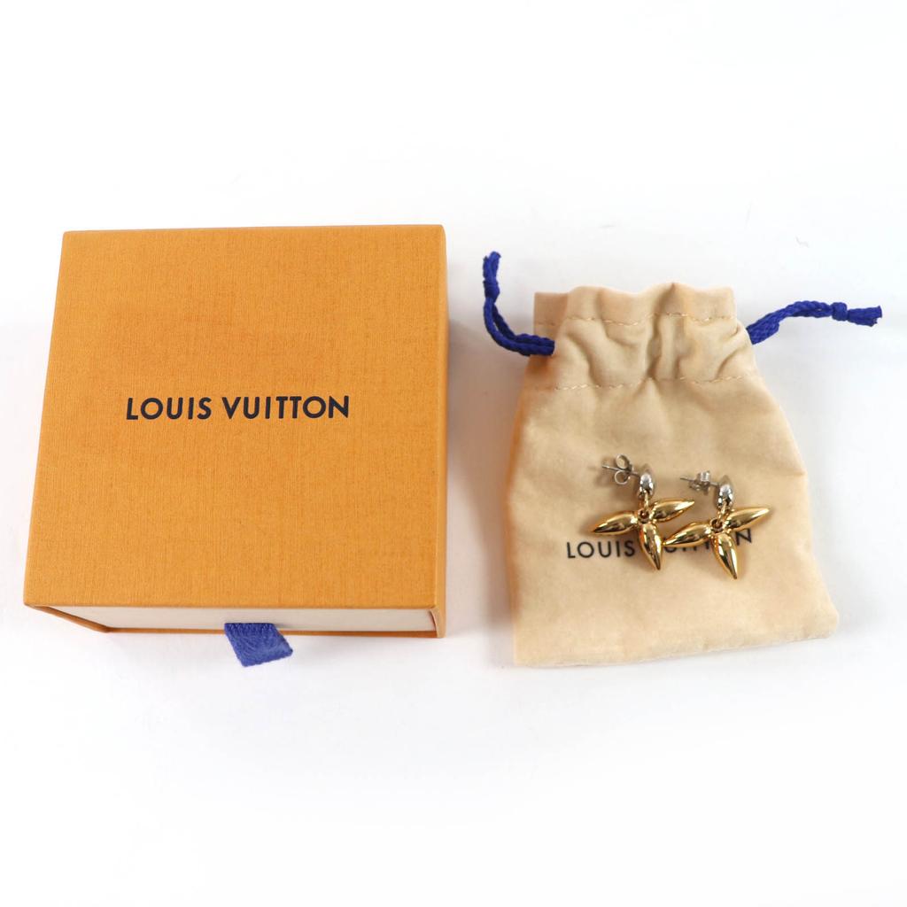 Excellent LOUIS VUITTON Pierce Bookle Dreille Louisette Pandan Gold M00630 Used