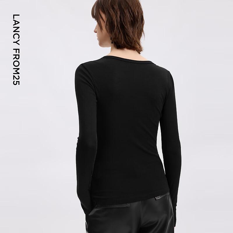 Langzi Women's Quarter-Zip Wool Long Sleeve Top