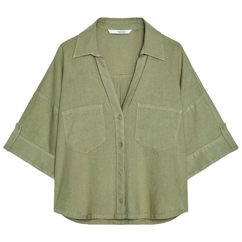 Zaprha 2025 New Arrival French Style Temperament Linen Blended Lapel T-shirt Shory Style Casual Shirt Female 2187813