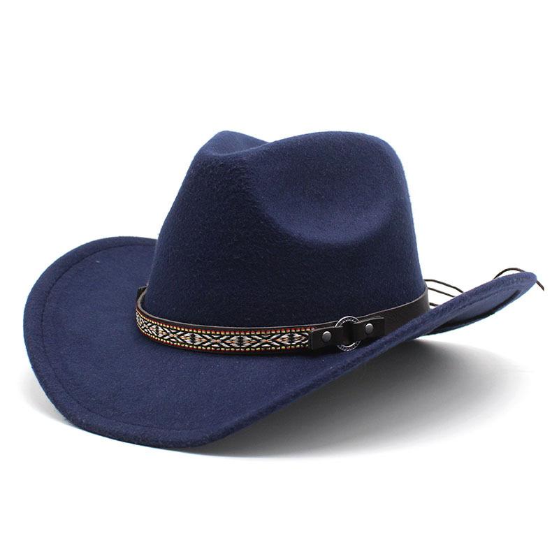 Western Cowboy Hat Woolen Top Hat Big Edge Jazz Felt Hat 10 Colors