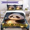 3PC Custom Name Panda Dreams Nightly Bedding Set Duvet Cover Closure Includes 1 Duvet Cover & 2 Pillowcases for Bedroom