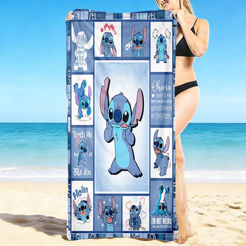 1Pc Stitch'S Collage Beach Towel, Quick Dry, Multi-Use for Beach Pool Gym Yoga Home Travel, Christmas, Halloween, Xmas Gift M928437