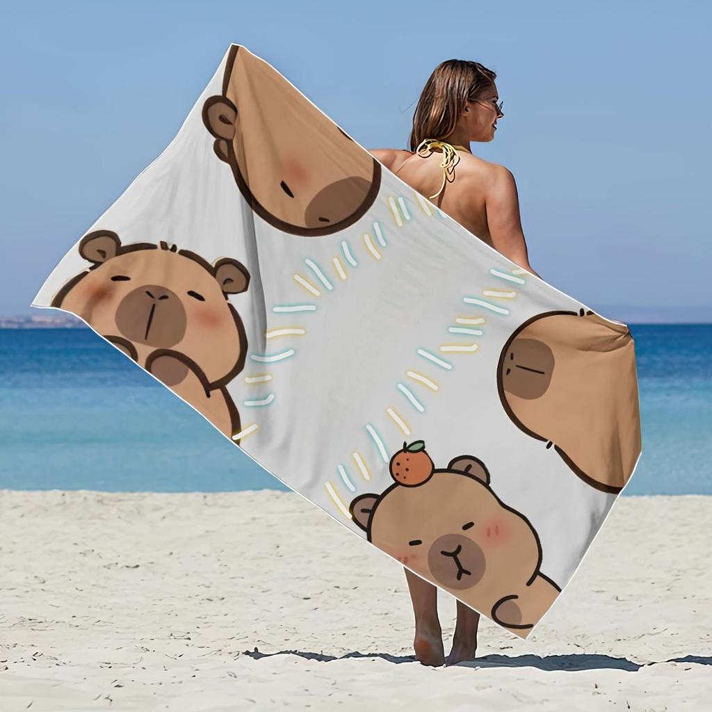 1pc cartoon Bath Beach Towel, Microfiber Print, Versatile for Pool Spa Bath Beach Travel, Summer Home & Outdoor Essential