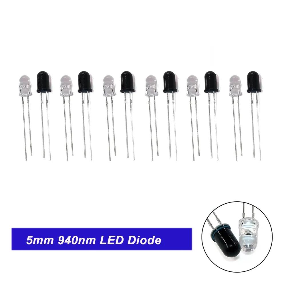 20/40PCS 3mm & 5mm 940nm LEDs Infrared Emitter and IR Receiver Diode Diodes Kit - for Remote Control Applications ,arduino