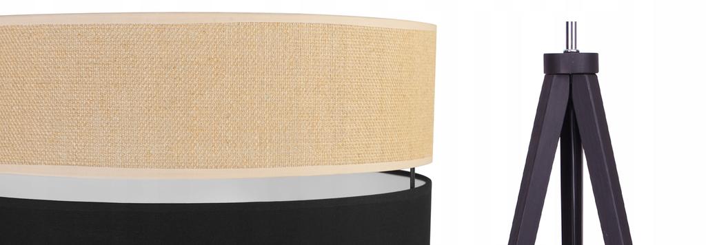 FLOOR LAMP TRIPOD WOODEN LAMPSHADE 45CM BLACK
