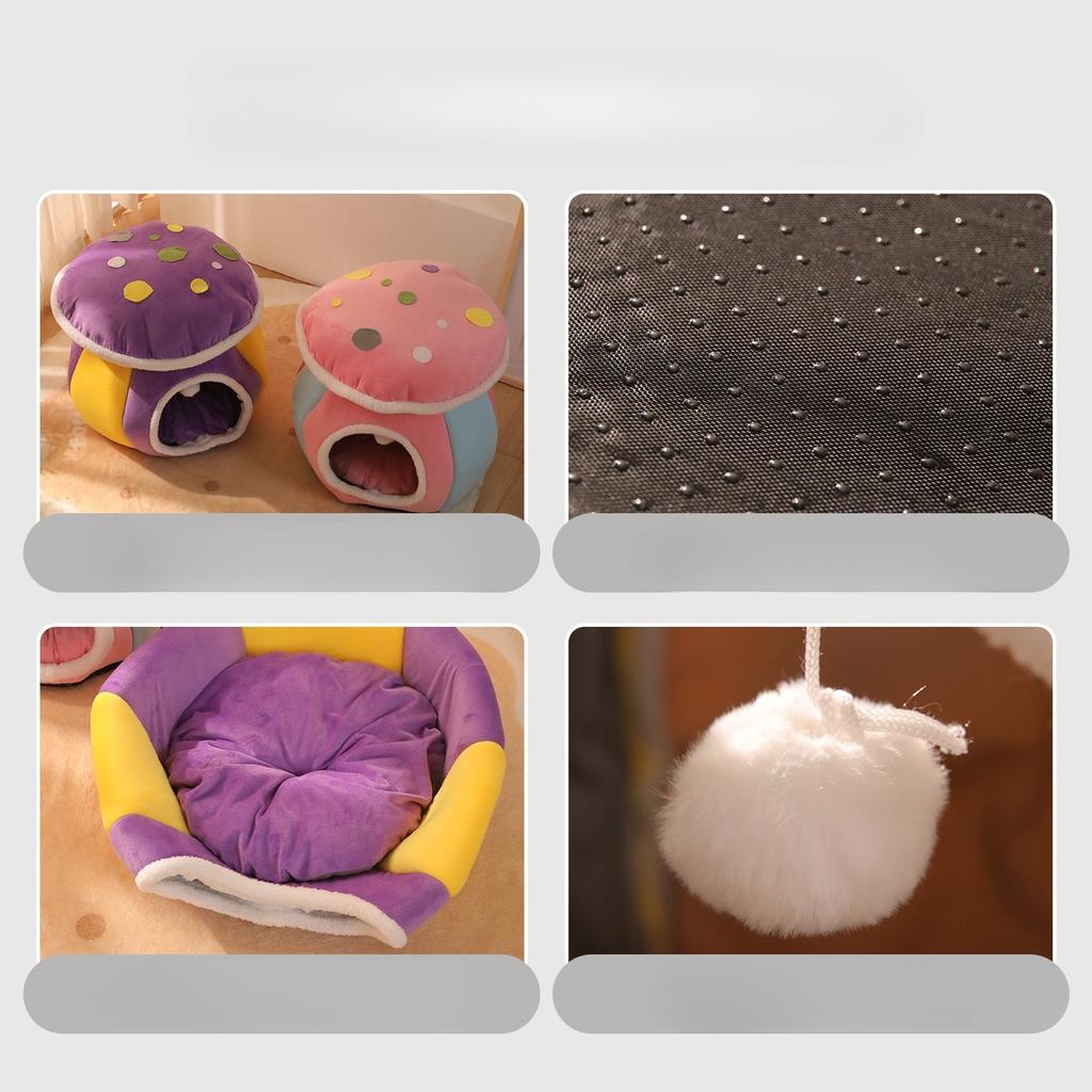 Pet Winter Warm Kennel Mat Crystal Super Soft Fully Enclosed Mushroom Nest Pet Bed Pet Supplies Cat Nest