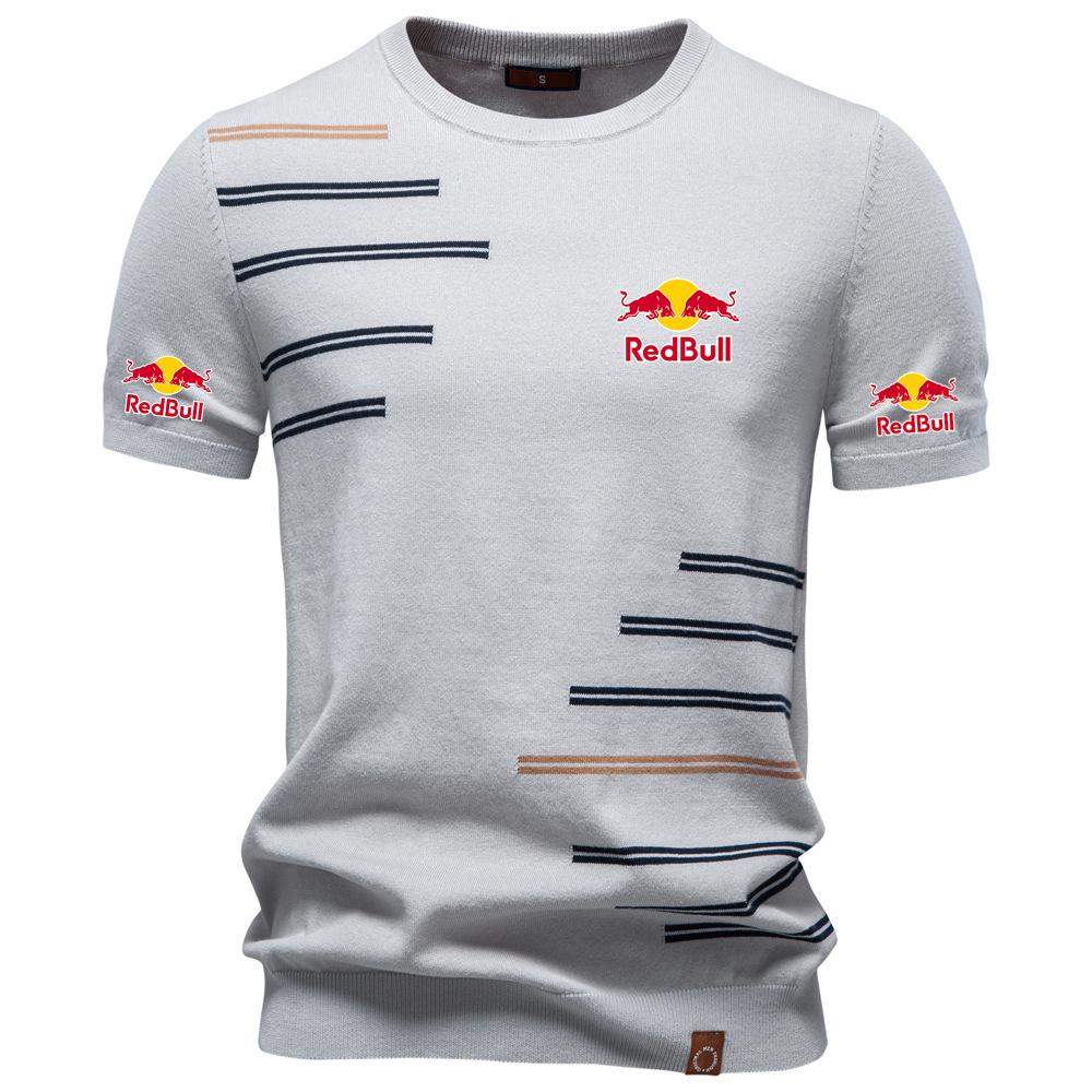 

Red Bull Summer New Cotton Men Short Sleeve Woolen T-shirt Men Casual Round Neck Knitted T-shirt 2XL