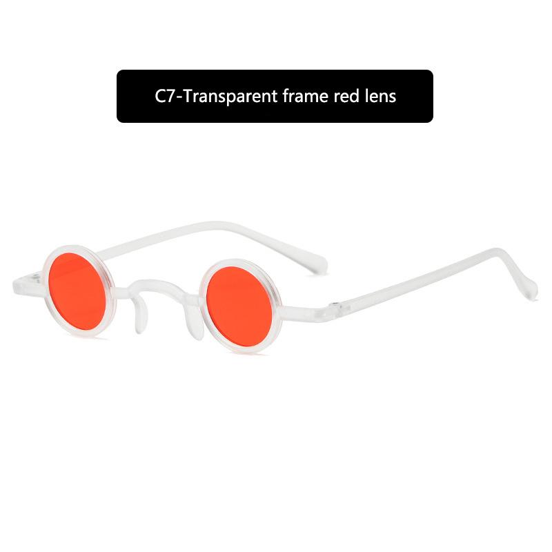 1Pc Retro Mini Sunglasses Round Men Plastic Frame Gold Black Red Small Round Framed Sun Glasses Popular Color Lens Sunglasses