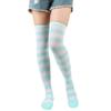 Regenbogen Oberschenkelhohe Socken Bunte Streifen Über das Knie Socken Strumpfwaren Halloween Cosplay Kostüm Zubehör Damen Herren Kind