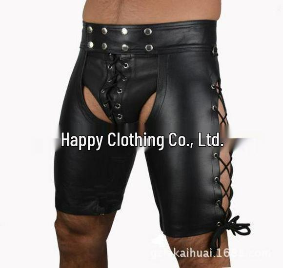 European & American Erotic PU Men's Open Crotch Patent Leather Tight Pants and Wild Leather Shorts