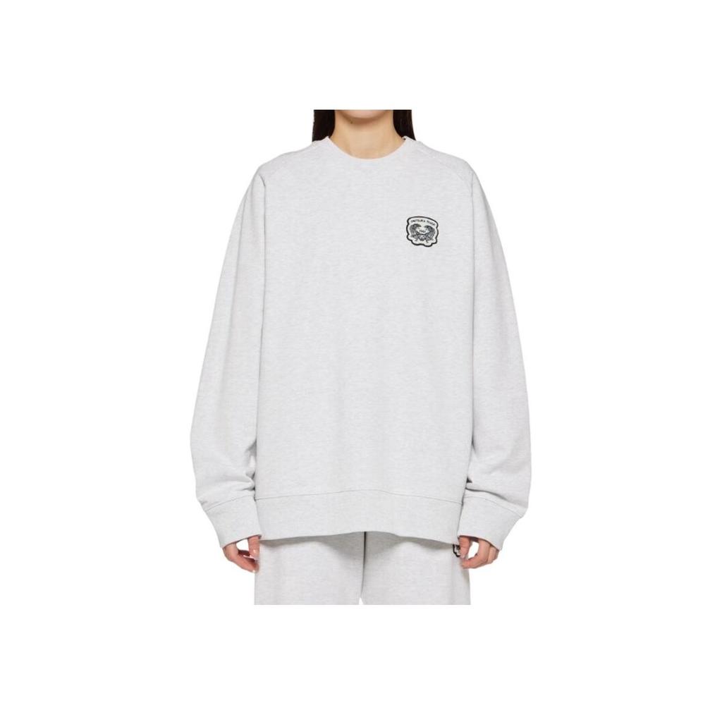 Onitsuka Tiger Plain Simple Brand Logo Pullover Round Neck Warm Long Sleeve Sweatshirt Unisex sweatshirt Light-Gray 2183B309-020