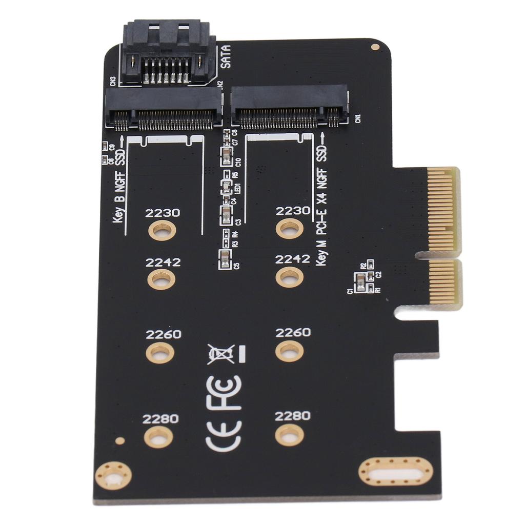 NGFF M.2 to PCIe Adapter Support NGFF B Key M Key PCIe X4 Card with SATA 3.0 Cable for 2242 2260 2280 SSD
