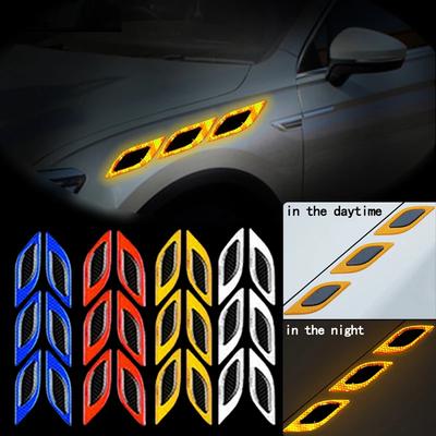 Nuevas 6 Piezas Tiras Reflectantes para Coche Fibra de Carbono Pegatina para Coche Camión Coches Motores Antiarañazos Pegatinas de Advertencia de Seguridad