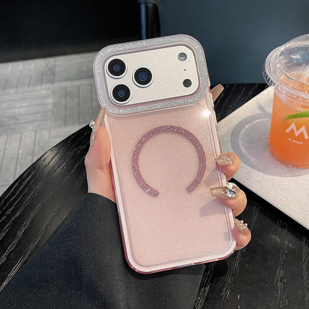 

Glitter Magnetic Rhinestone Phone Case for iPhone 17 Pro Max with Large Lens Hole, Compatible with iPhone 16, Transparent 15 iPhone 11
