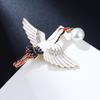 Chinese Style Crane Brooch Vintage Pearl Metal Pin Corsage Clothing Accessories Female Long-Lasting Color Exquisite Hypoallergenic Brooch BFF Gift