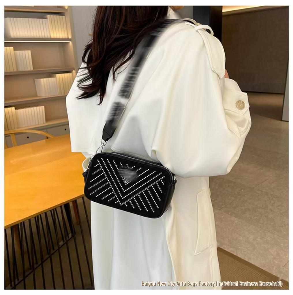 Chao Torba z szerokim paskiem z dżetami: Damska codzienna modna torba na ramię i crossbody