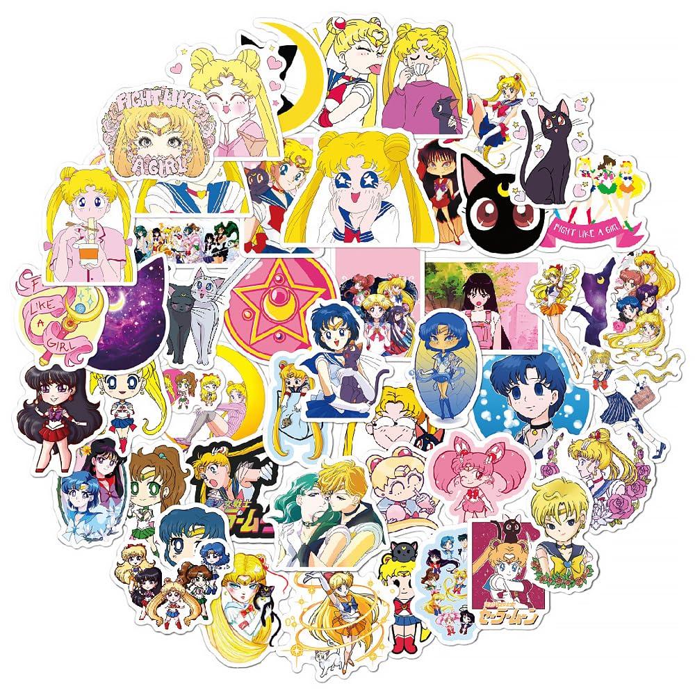 

Sailor Moon Waterproof Sticker Set Perfect for Water Smartphone and Skateboards (50 Stickers) - Suitcases, Guitars, Cars, Motorcycles, Bottles, Cases,
