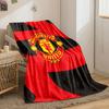 Diagonal red and black zigzag pattern with a central Manchester United logo. for all seasons blanket lunch break throw gift