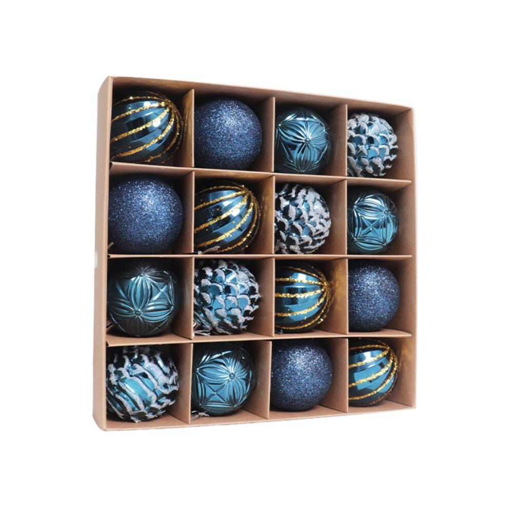 16Pcs/set Electroplating Painting Christmas Ball Ornament Glitter Xmas Baubles New Year Gift Xmas Tree Hanging Pendant Plastic