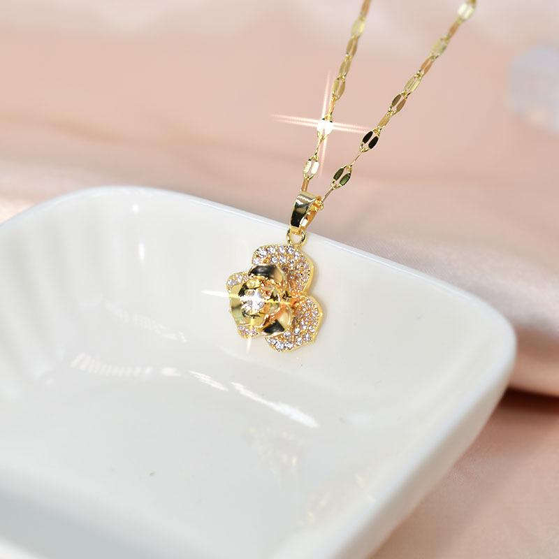 Flower Rotating Necklace, Female Simplicity, Versatile Temperament, Female Personality, Single Product Style, Advanced Sense