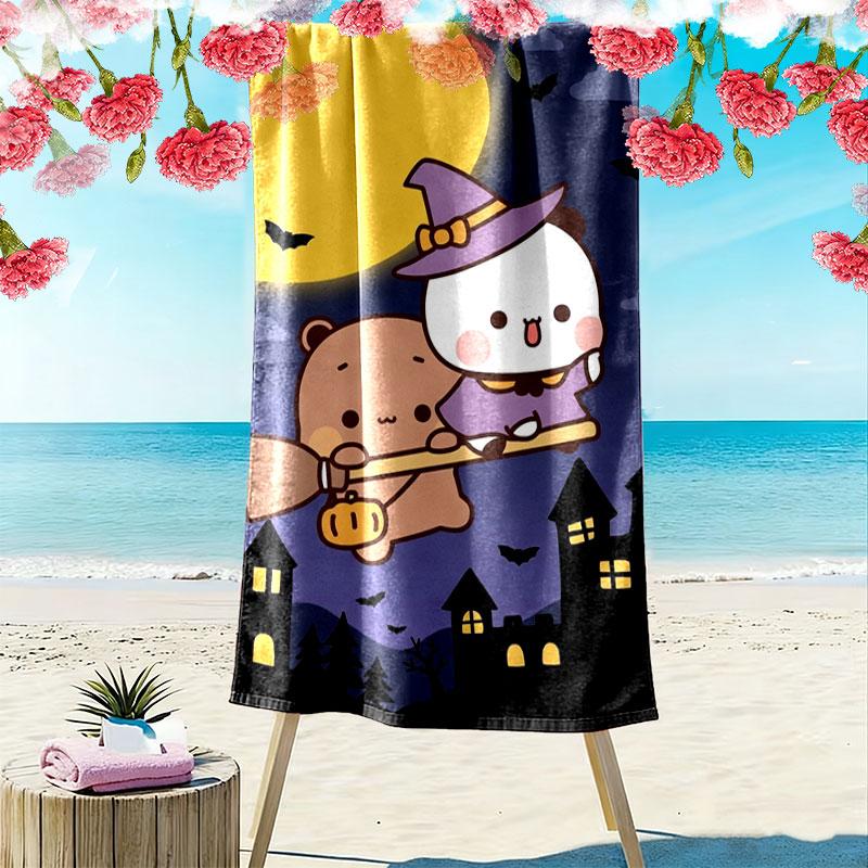 Bear Panda Love Print Beach Towel Large Soft Quick Dry Towel For Beach Camping Swimming