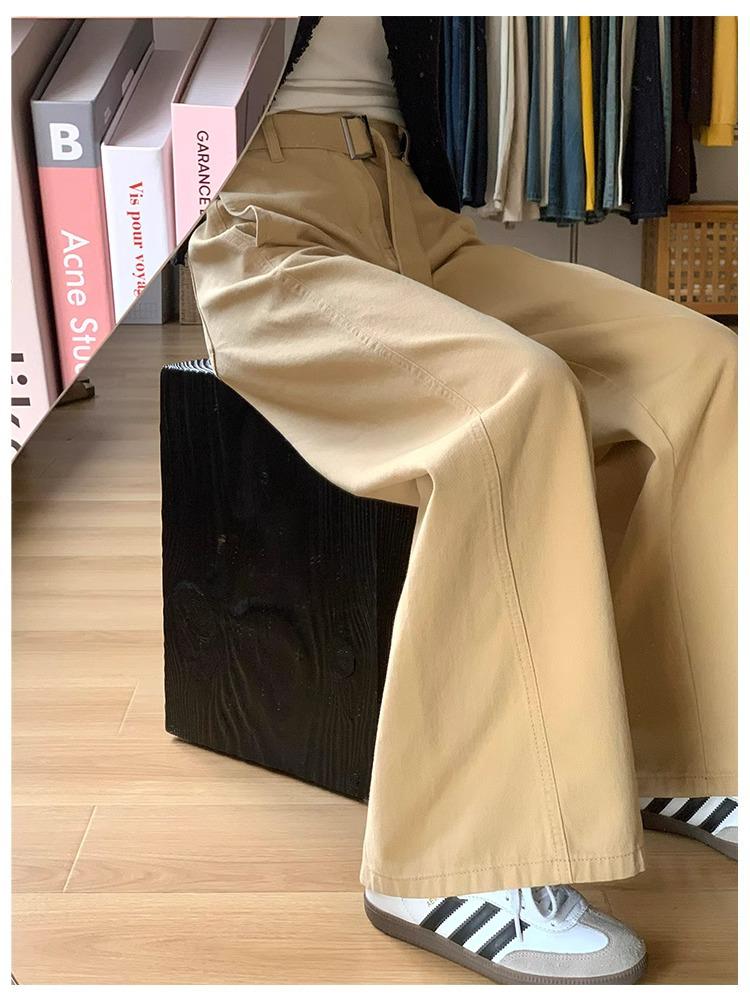 Damen Übergröße Khaki Weitbeinige High-Waist Jeans - Herbst 2025 Kollektion, Lässiger Lockerer Vielseitiger Bodenlanger Stil