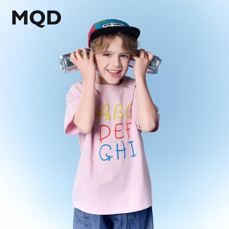MQD Kids  Cooling Letter Short Sleeve T-Shirt 120 светло-розовый