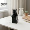 Decorative Ornament for Students 3D Printed Reading Cat Figurine, Desktop Animal Statue, Miniature Kitten Sitting on Minimalist Accessories
