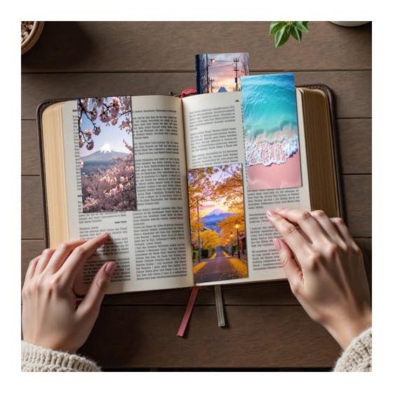 Beyond The Future Bookmark Set | Seasonal Scenery | Spring, Summer, Autumn, Winter | 8 Pieces | Lightweight, Durable, Eco-friendly Material | For