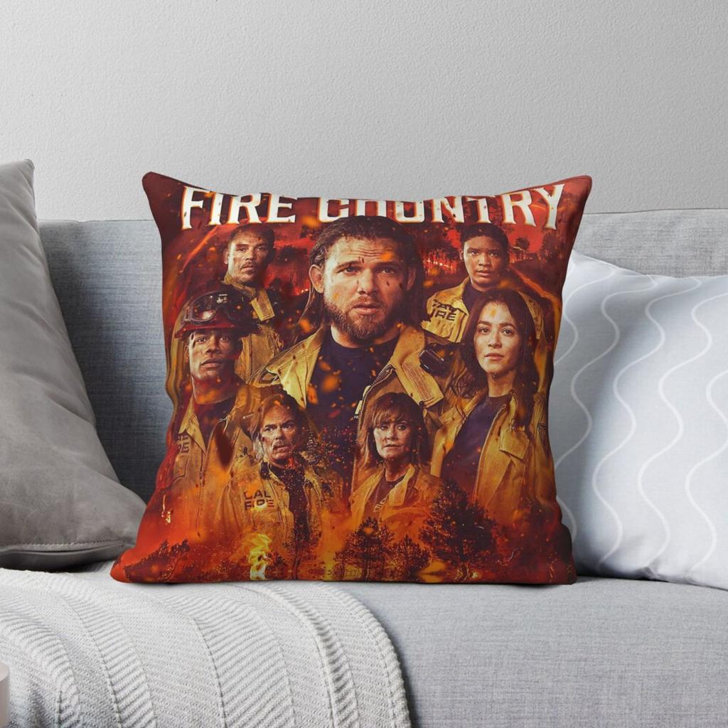 Fire Country Burned Square Pillowcase Polyester Linen Velvet Creative Zip Decorative Room Cushion Case