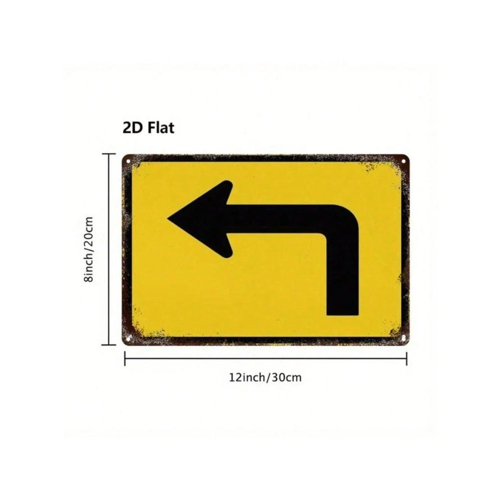 Vintage Metal Wall Art Retro Yellow Arrow Sign Decor for Home Bar