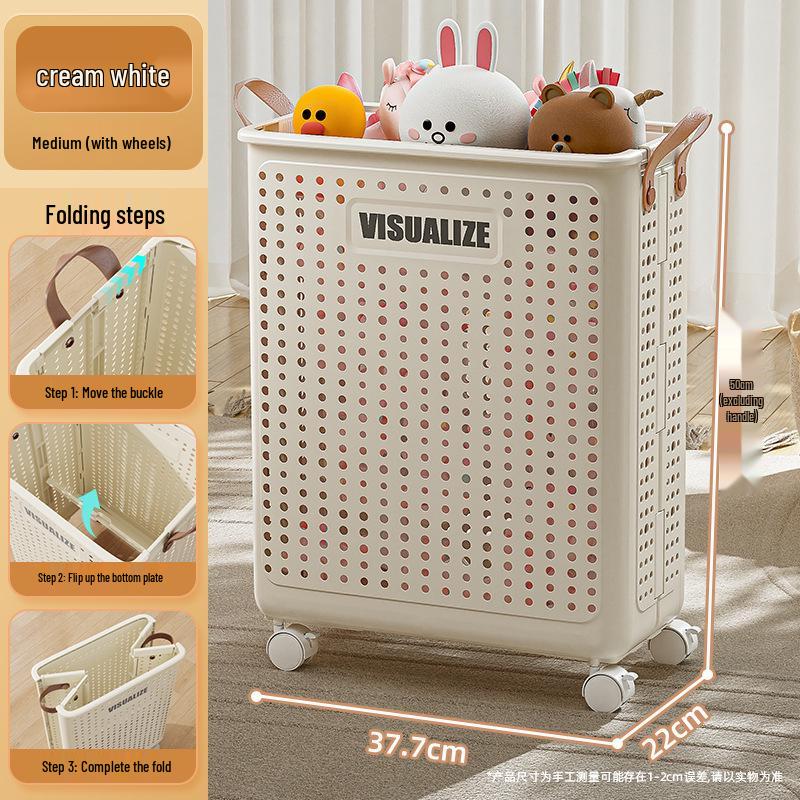 Foldable Large-Capacity Laundry Hamper with Wheels for Bathroom/Toilet