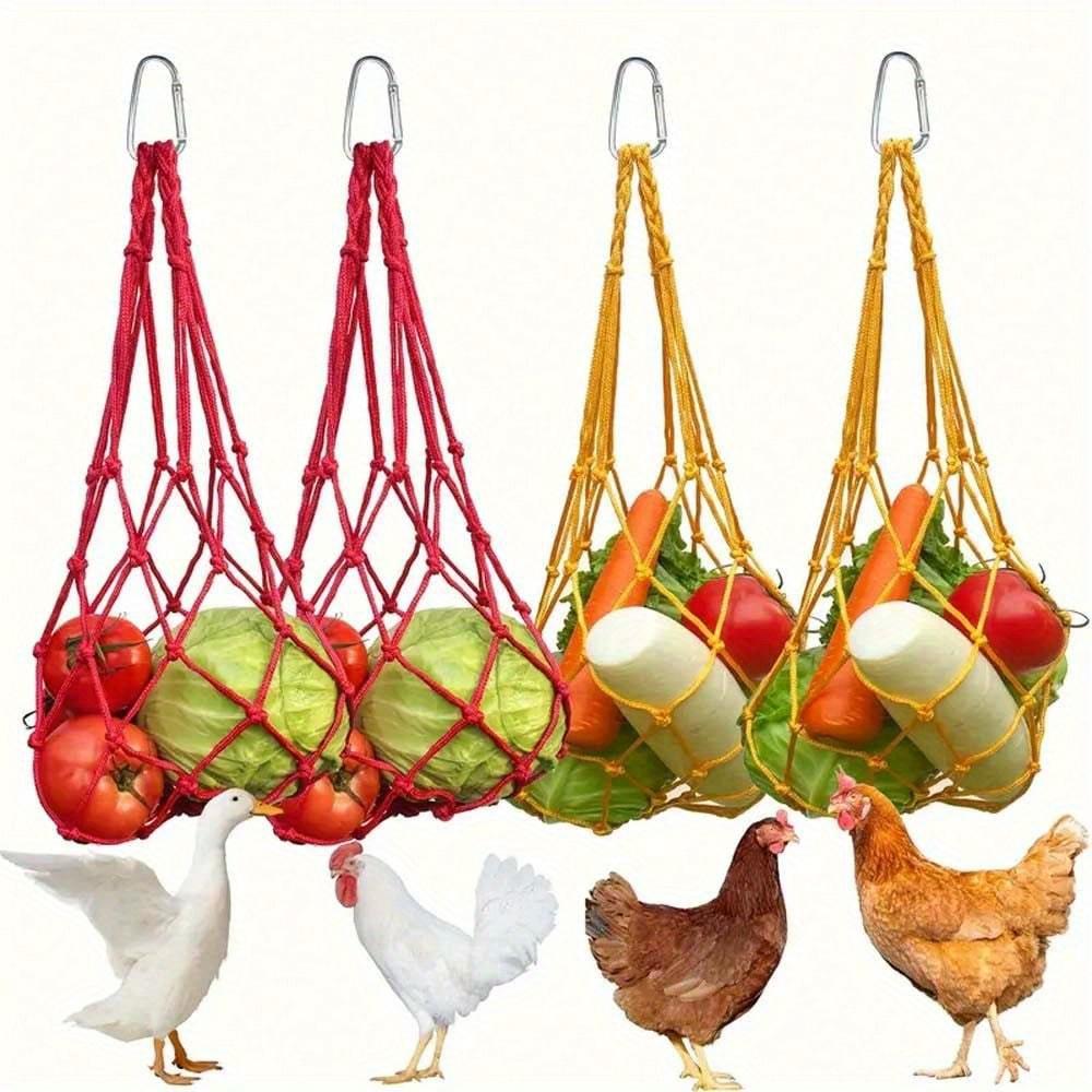 1pc Nylon Mesh Poultry Feeding Bag With Hanger, Large Capacity Chicken Raising Supplies, Vegetable Net Bag, Easy To Fill And Clean