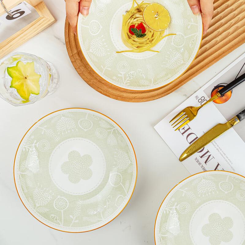 Haoya Nordic Ceramic Deep Dinner Plates, 8-inch (4-pack)