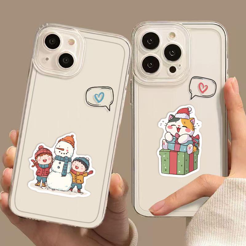 60PCS Cute Cartoon Christmas Waterproof Stickers for Notebooks, Phone Cases, and Water Cups - Creative Decoration