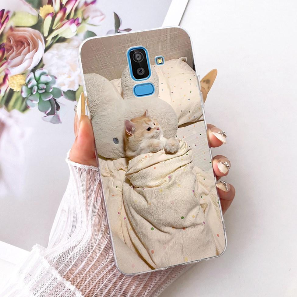 Clear Cover For Samsung J8 2018 Case SM-J810G Cute Cat Fashion Butterfly Funny 2D Painted Casing For Samsung Galaxy J8 2018